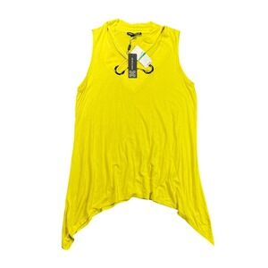 NWT Cable & Gauge Women's Large‎ Bright Citron Grommet Sharkbite Hem Tank Top